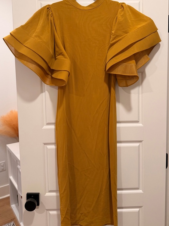 Cqbycq Dresses & Skirts - Mustard Midi Dress with Layered Flutter Sleeves